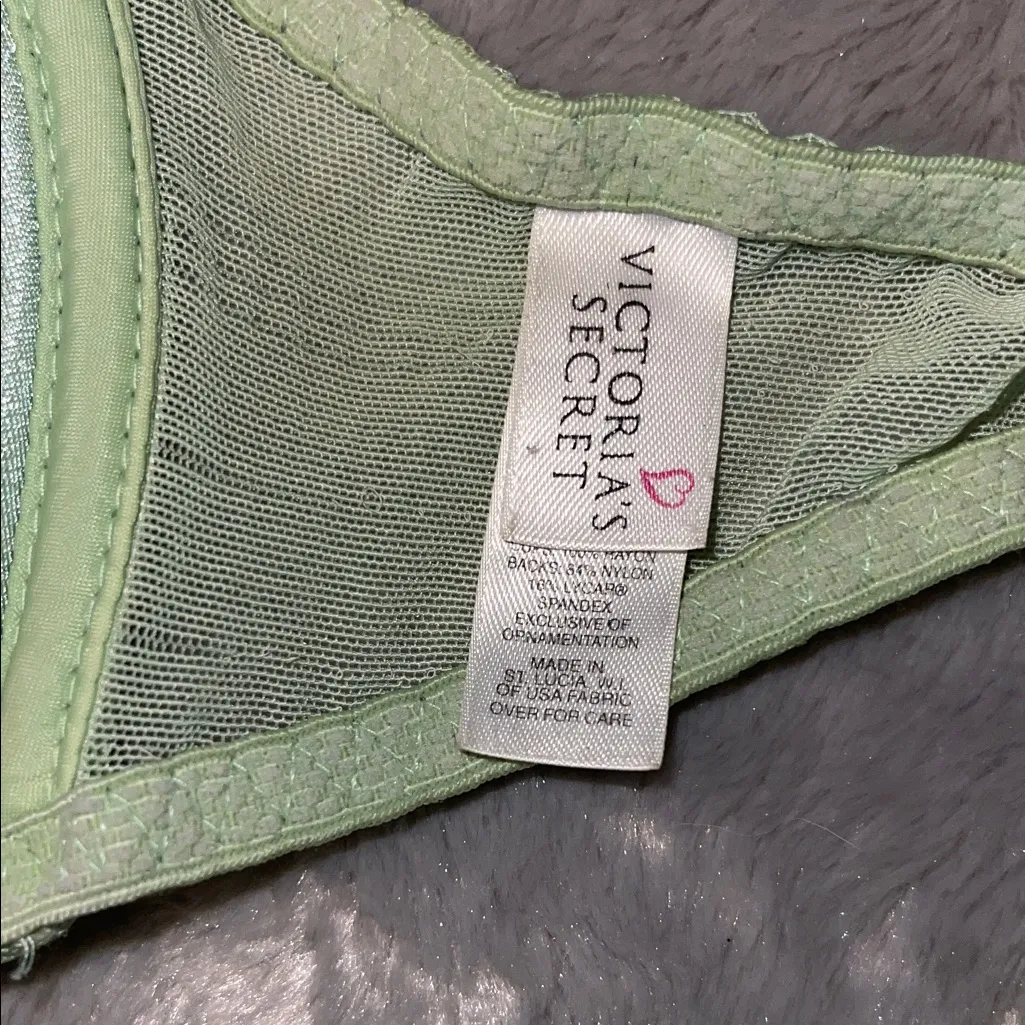 Victoria’s Secret Mint Green Lace Push-Up Bra| Dream Angel Underwire, Demi 34D - Image 2