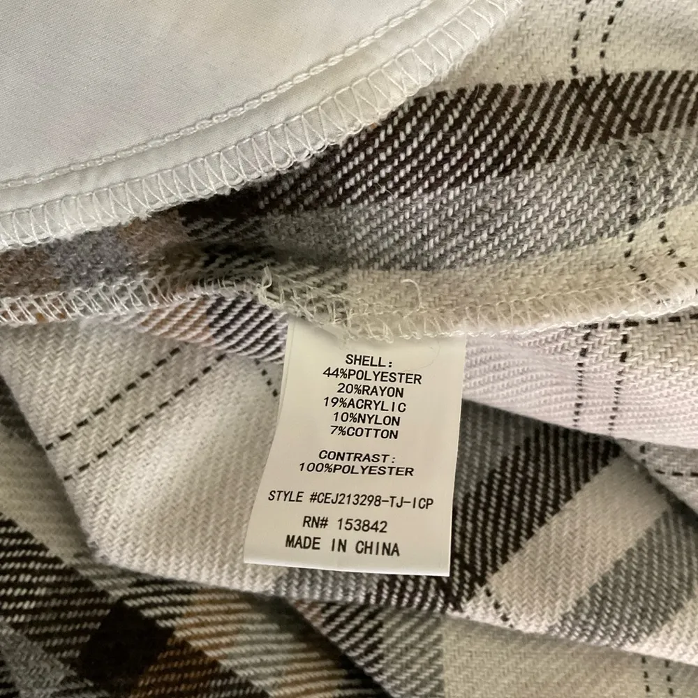 Melloday Plaid Flannel Shirt Jacket Size Large Brown - Image 6