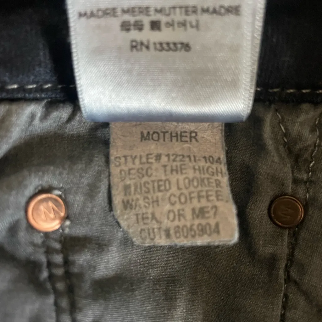 Mother Denim High Waisted Looker Skinny Jeans in the wash "Coffee, Tea or Me?" Black Size 25 - Image 15