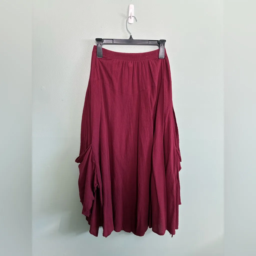 Urban Renewal Burgundy Gypsy Fairycore Women's Flowy Ankle Skirt Sz S/M - Image 3
