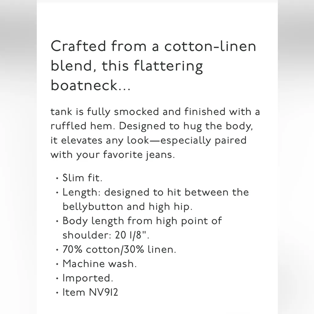 Madewell Smocked Tank Top Boatneck Sleeveless Linen Blend White XXS NWT Crop - Image 6