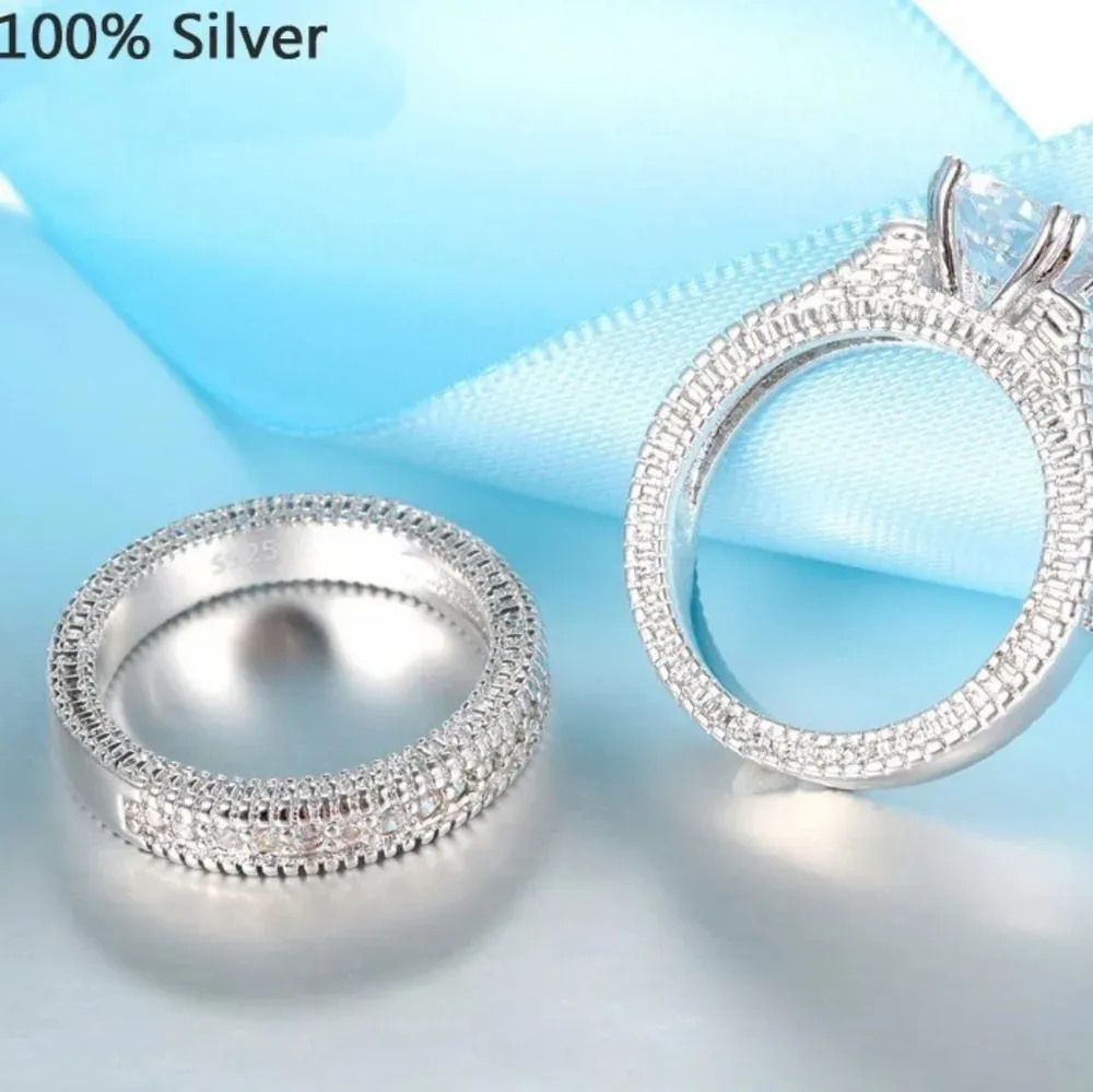 NEW Diamond Simulant Engagement Band‎ Ring Set - Image 12