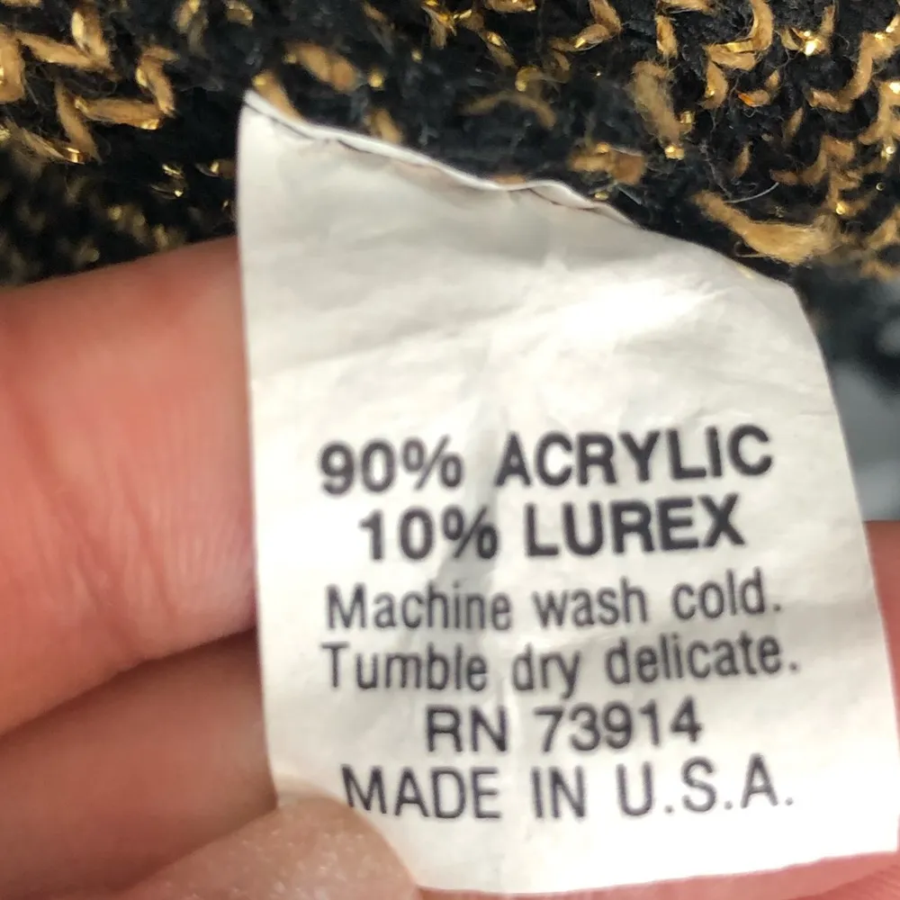 Alfred Dunner Vintage 90’s Black Gold Long Sleeve Pullover Sweater - Image 3