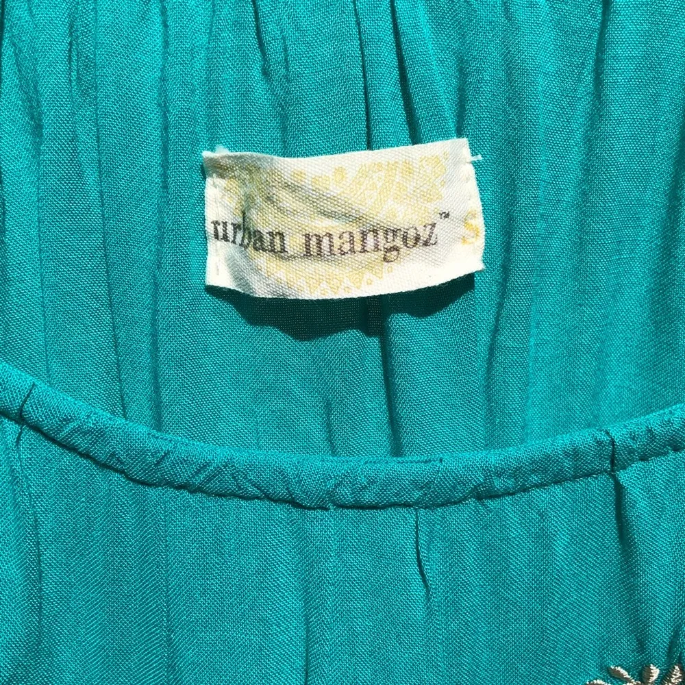 Urban Mangoz Turquoise Embroidered Top Blue Size M - Image 4