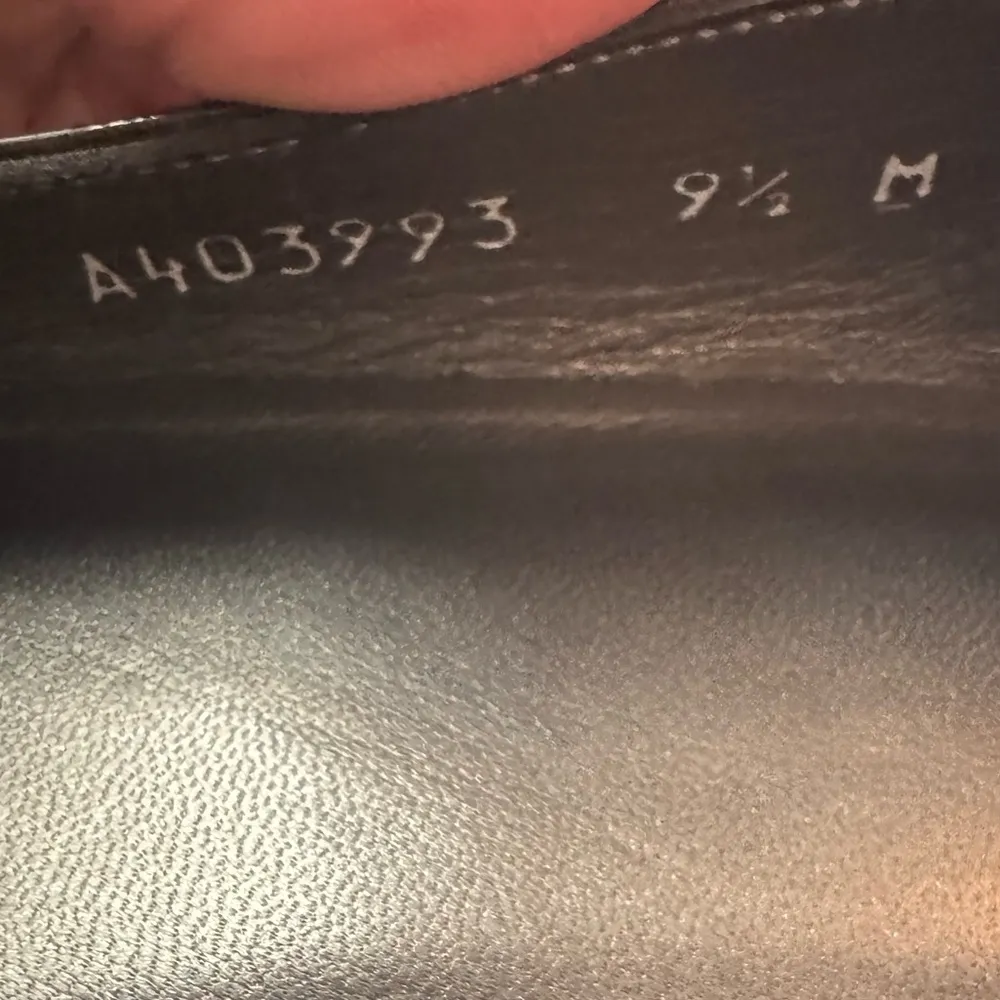 Stuart Weitzman Black Patent Leather Silver Buckle Peep-Toe Flats - Image 9