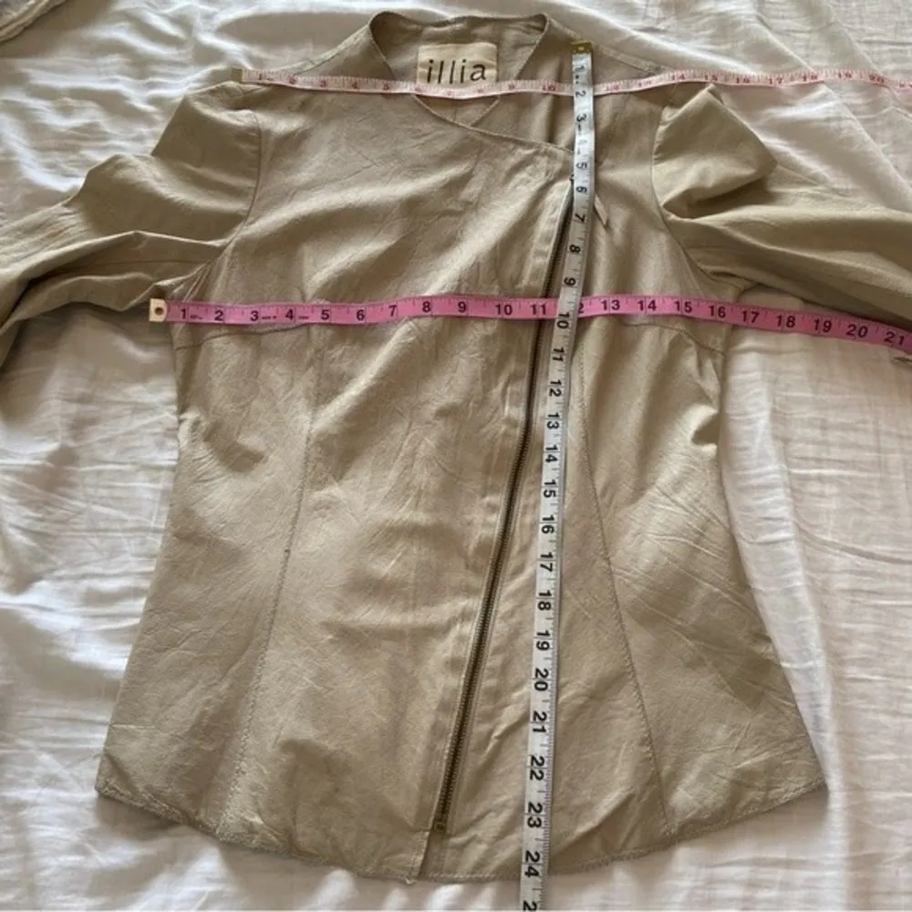 Anthropologie Illia  Tan Napa Leather Moto Jacket Medium - Image 12