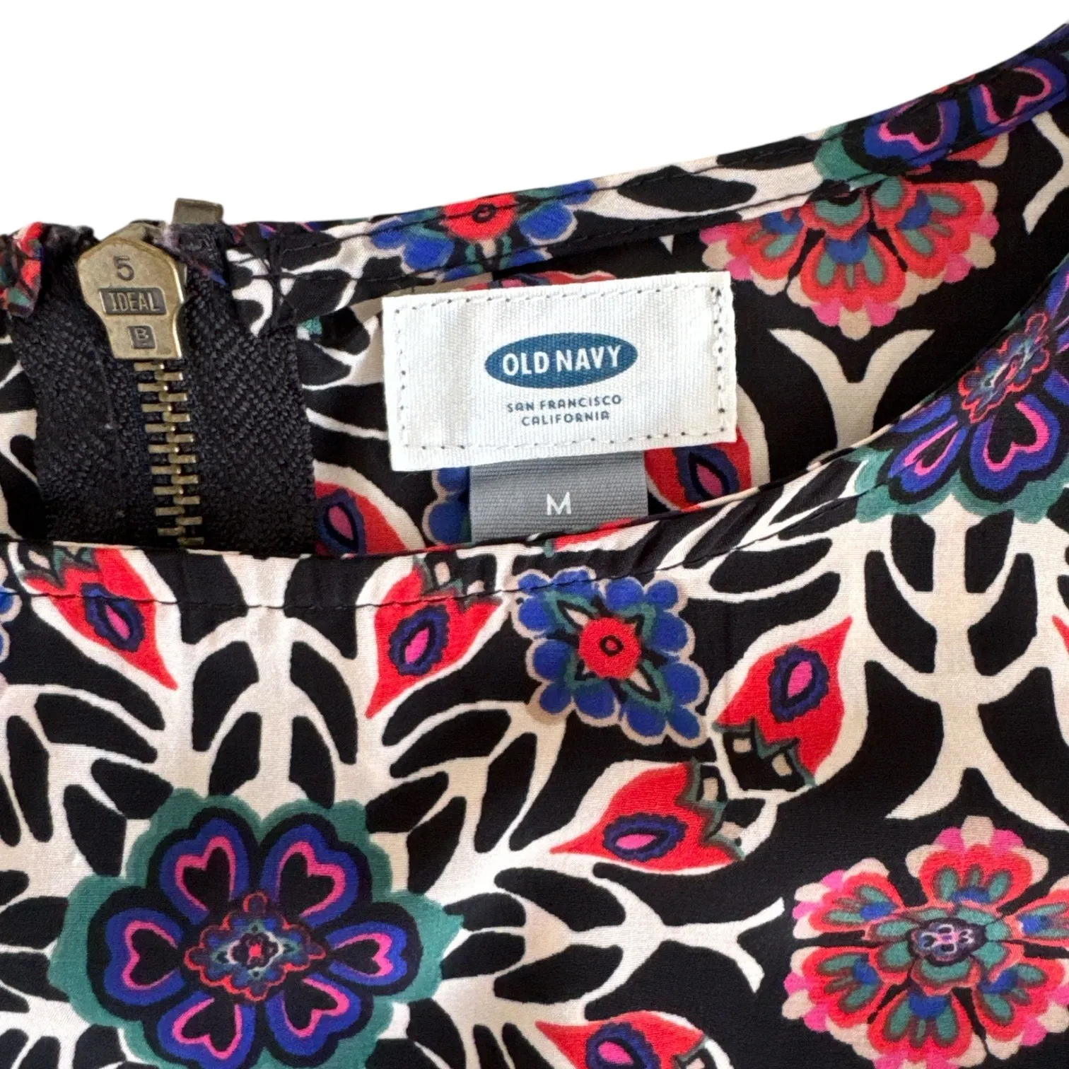 Old Navy Floral Print Dress‎ Medium Long Sleeve Casual Bohemian Back Zip - Image 2