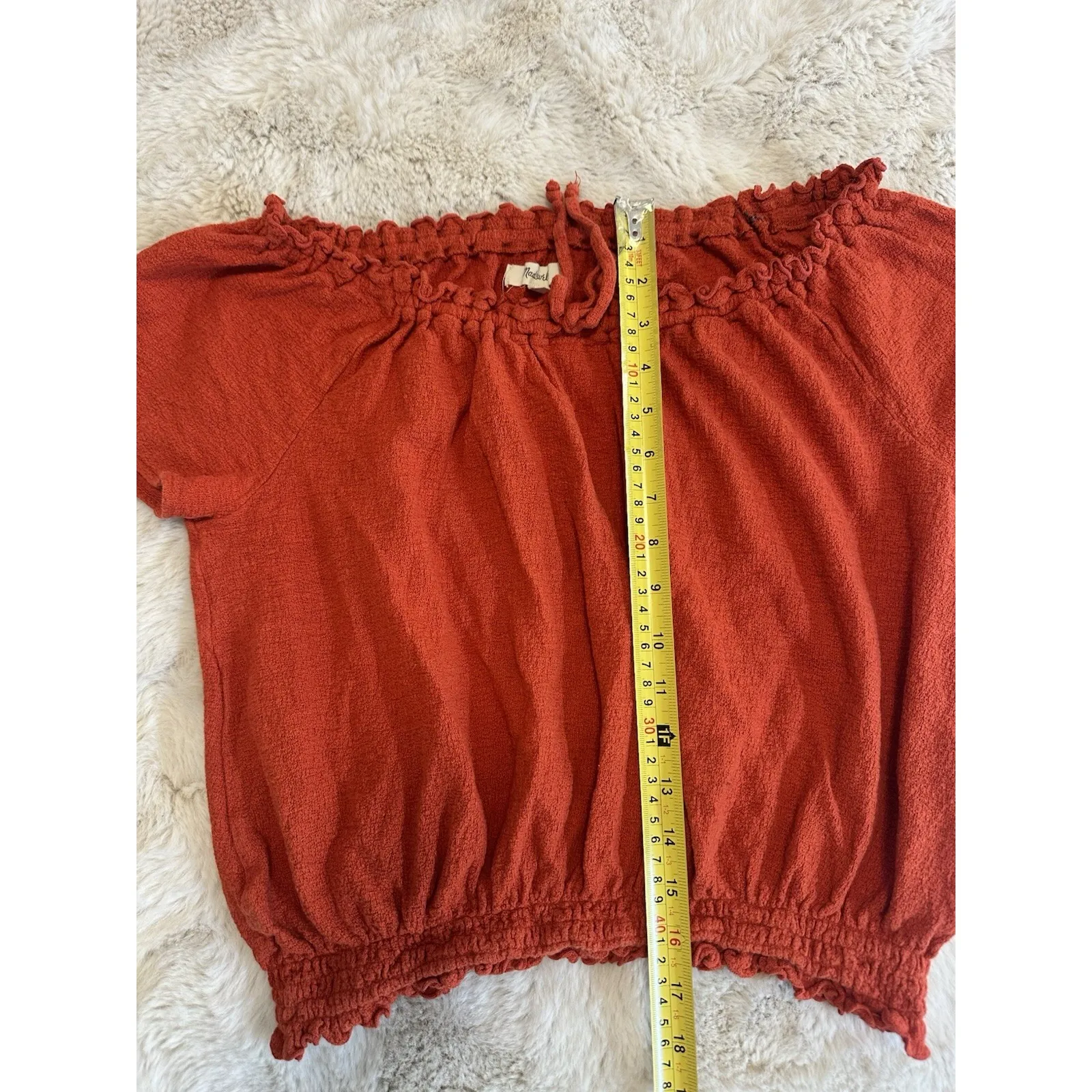 Madewell Top Womens XXL Off the Shoulder Rust Drawstring Fall Lightweight - Image 15