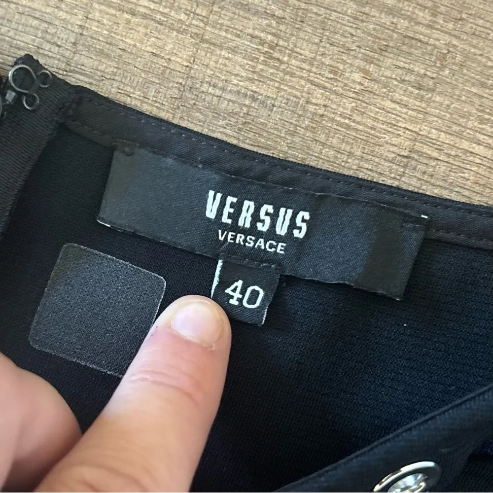 versus versace black safety pin lion head punk slit slash lbd dress - Image 5