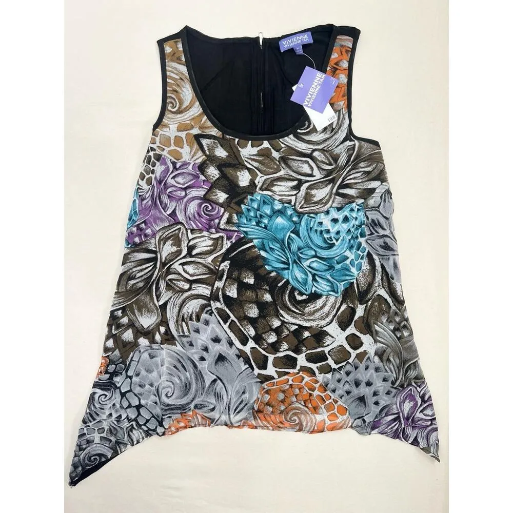 Vivienne Tam Womens Size M Multi Abstract Asymmetrical Sleeveless Blouse NEW - Image 7