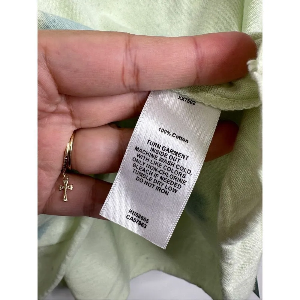 Abound Shirt Womens Coral Tie Dye Cropped Top Green Short Sleeve Size Medium NTW - Image 9