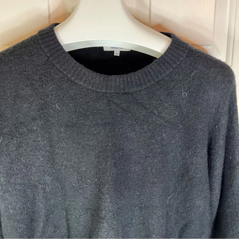 Madewell Alpaca Womens Wool Crew Neck Sweater Black Size‎ Large Pull Over Career - Image 3