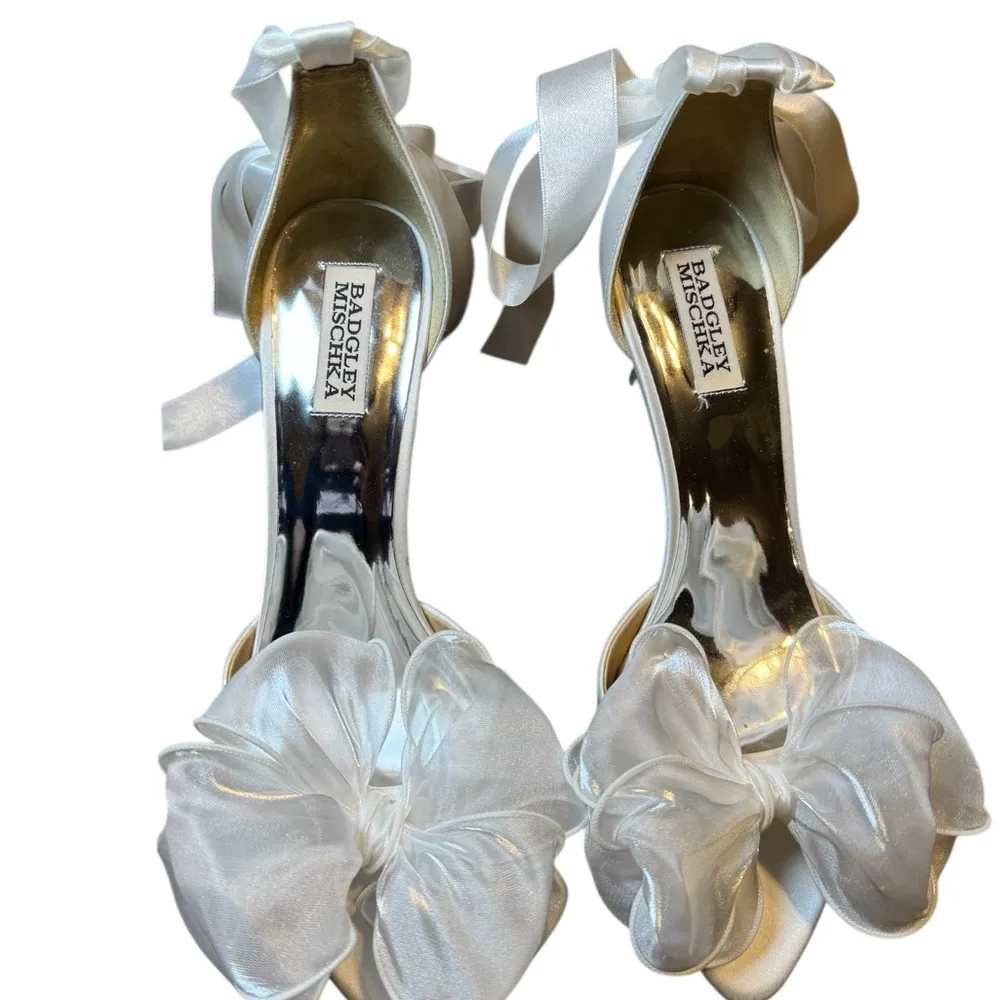 Badgley Mischka Neryssa White Satin Sandals - Image 3