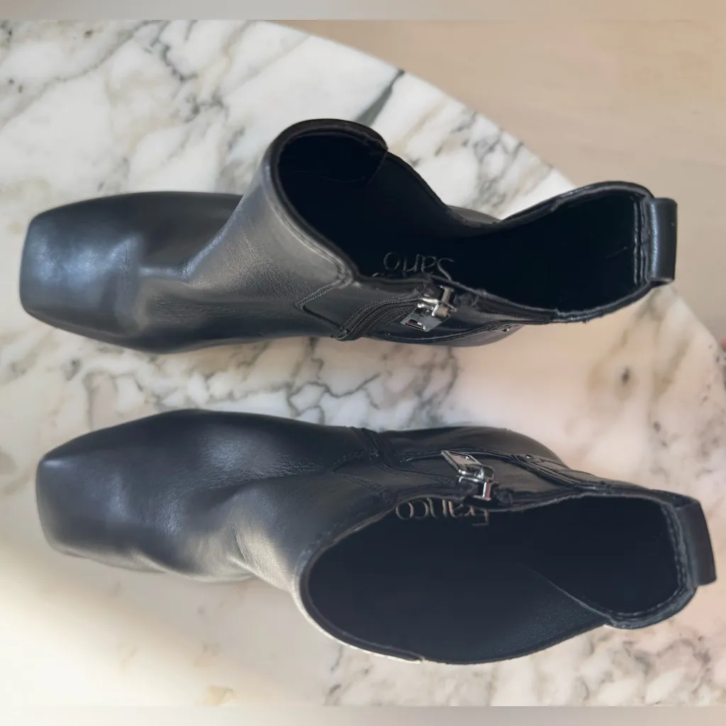 NWT Franco Sarto Nellie Block Heel Chelsea Ankle Boots 6 Black Vegan Leather - Image 4