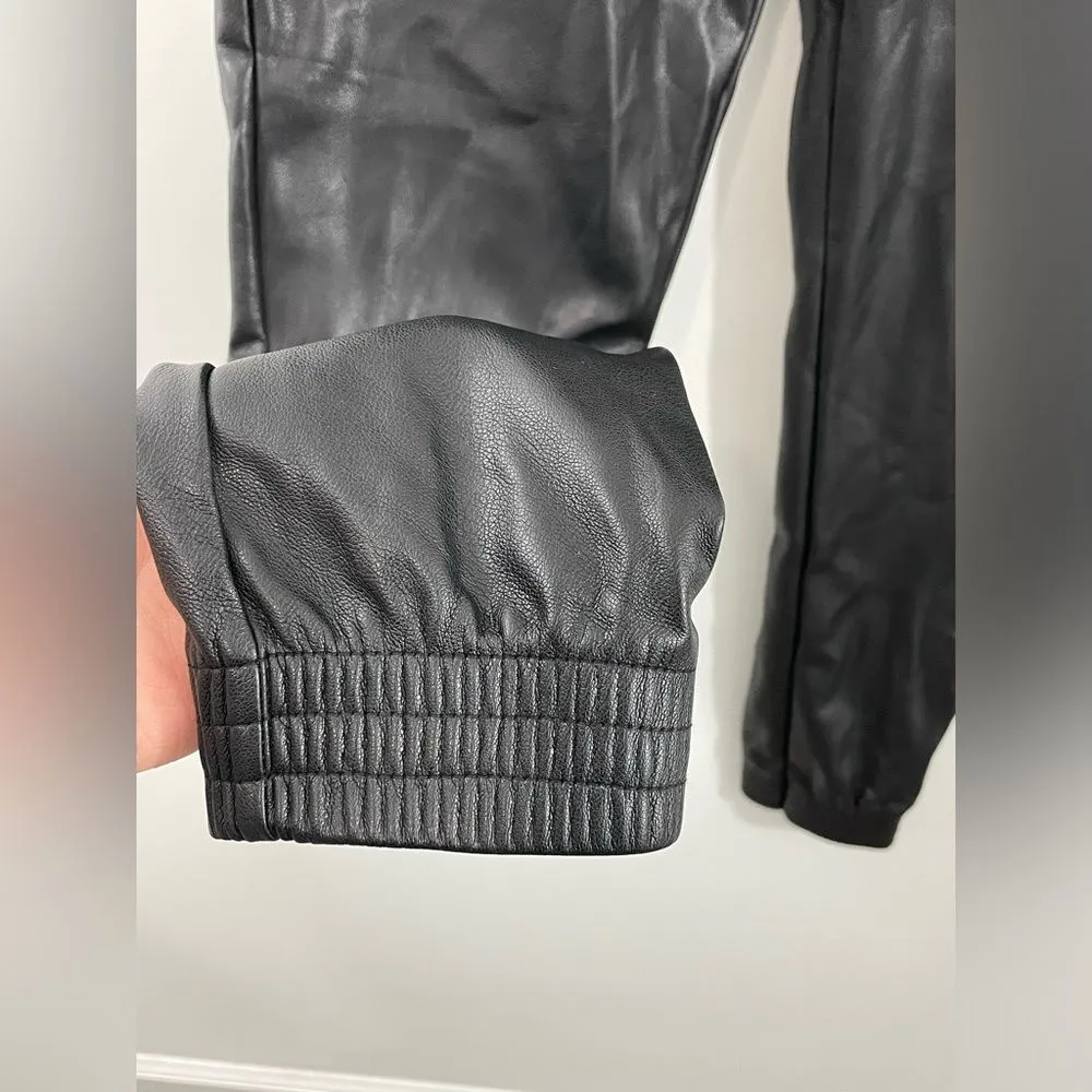 NWT Avec Les Filles Anthropologie Black Vegan Faux‎ Leather Jogger Pants Size XS - Image 7