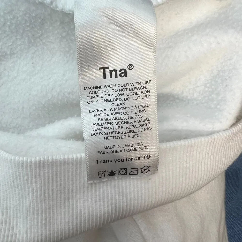 Aritzia Tna‎ Cozy Fleece Perfect Crew Sweatshirt Pullover White Size Large - Image 12