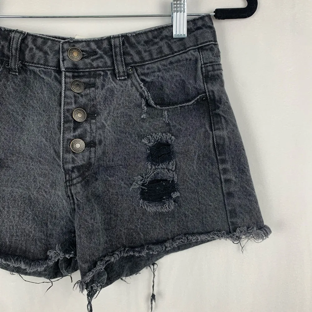 Forever 21 Cut Off Raw Hem‎ Distressed Black Short 25 - Image 2