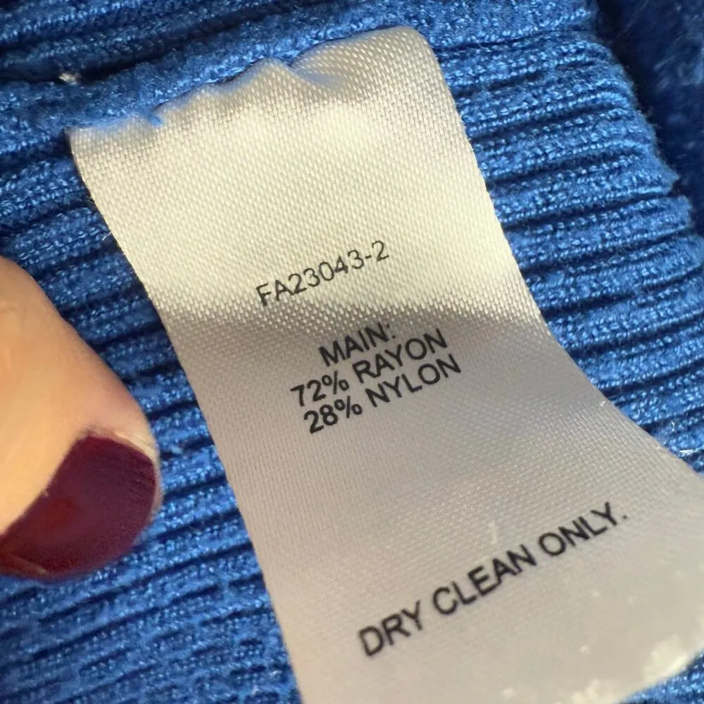 Great Jones Cobalt Blue Long Sleeve Ribbed Knit Sweater Midi Dress Size Medium - Image 14