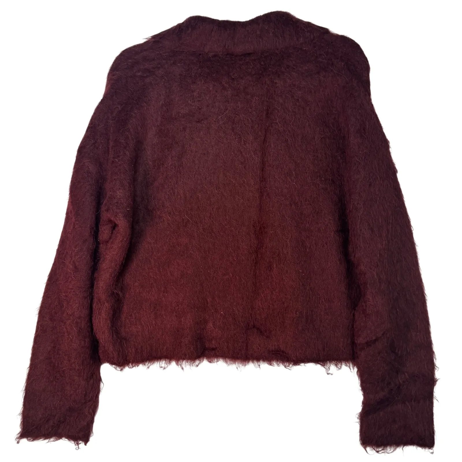 Madewell Alpaca Blend Fuzzy Sweater Women's Small Burgundy Collared Pullover - Image 2