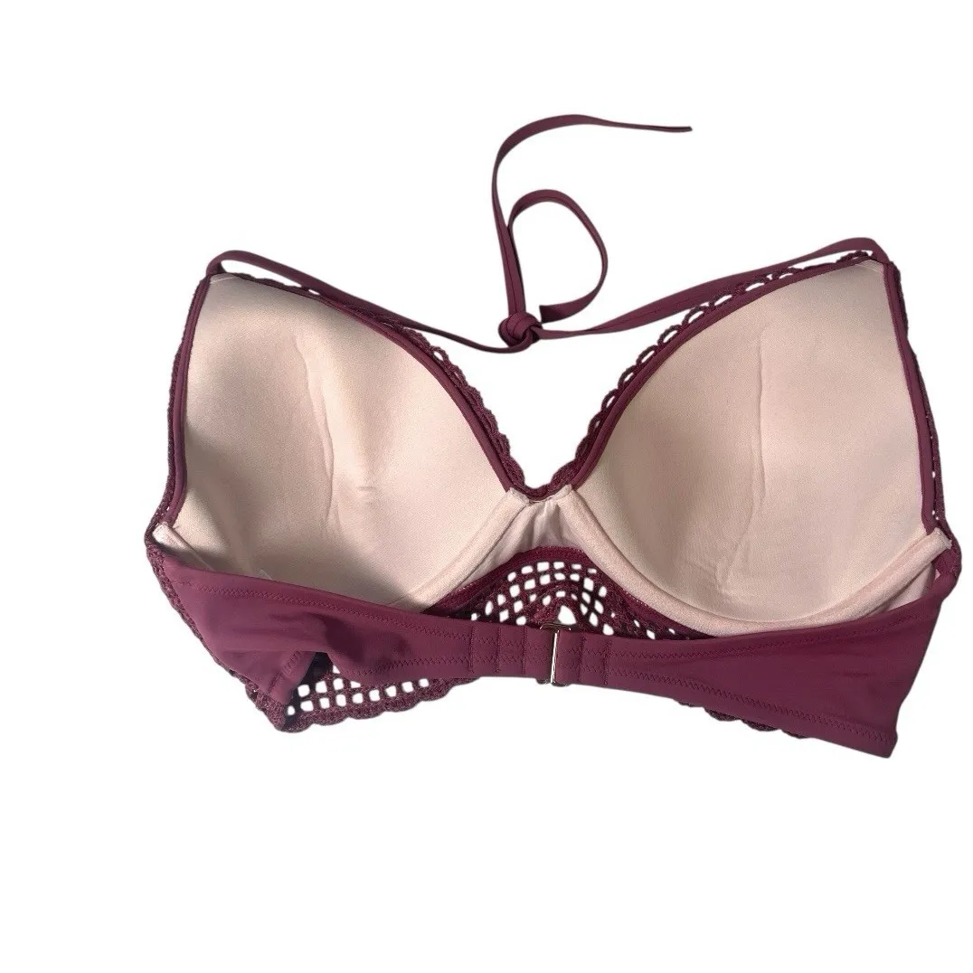 Shady Shore Crochet Mauve‎ Halter Padded Swim Top Size Small Target - Image 3