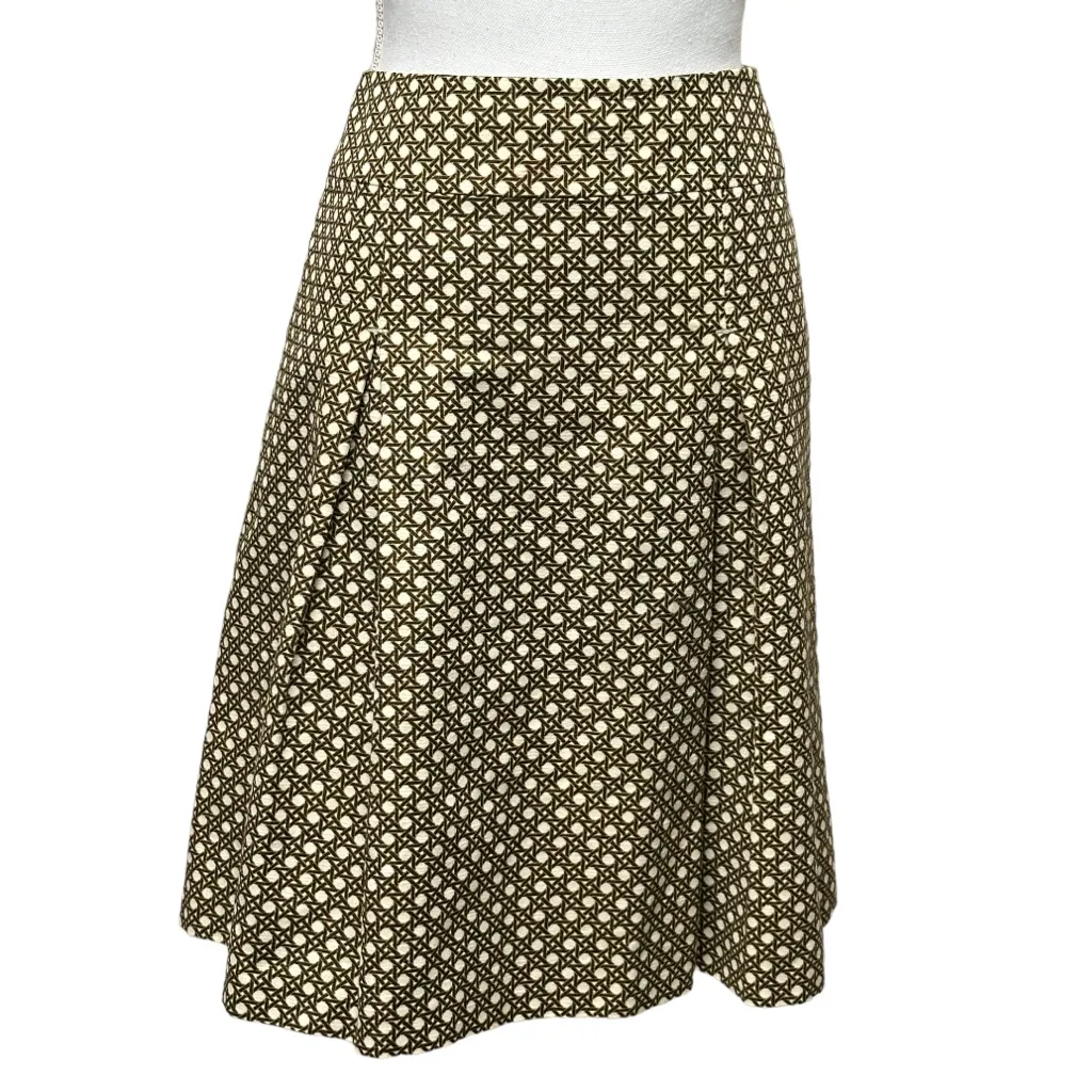 Talbots‎ Skirt Brown Basket Weave Pattern Knee Lined Front Pleat Size 12 - Image 2