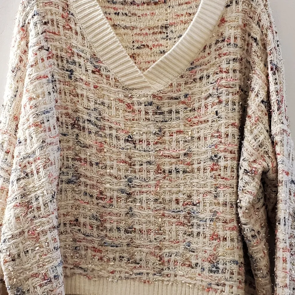 🔥SALE🔥Fab Favlux Cream Multicolored Cable Knit Sweater M - Image 6