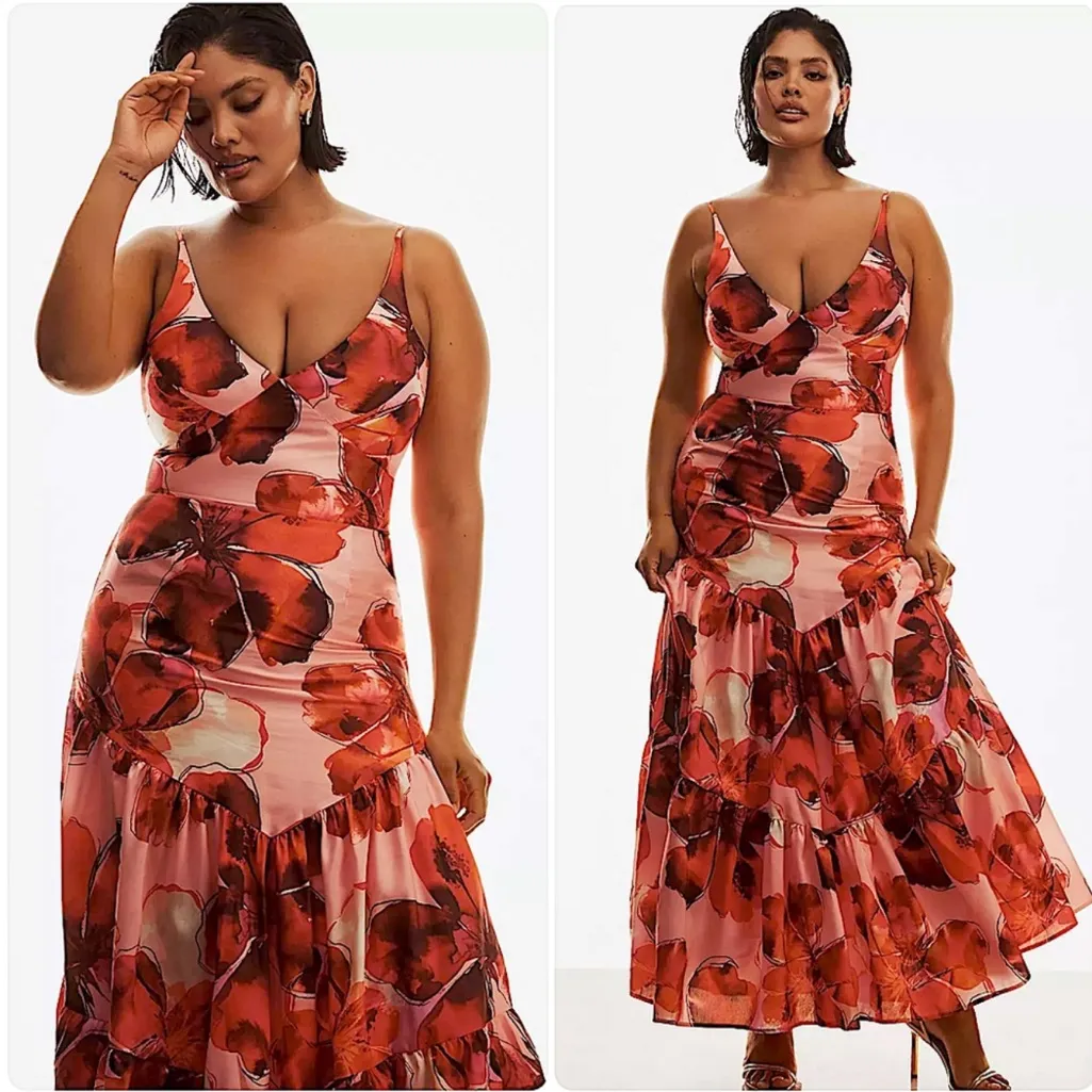 Anthropologie 20W Hutch Arden Sleeveless Tiered‎ Floral A-Line Maxi Dress - Image 2
