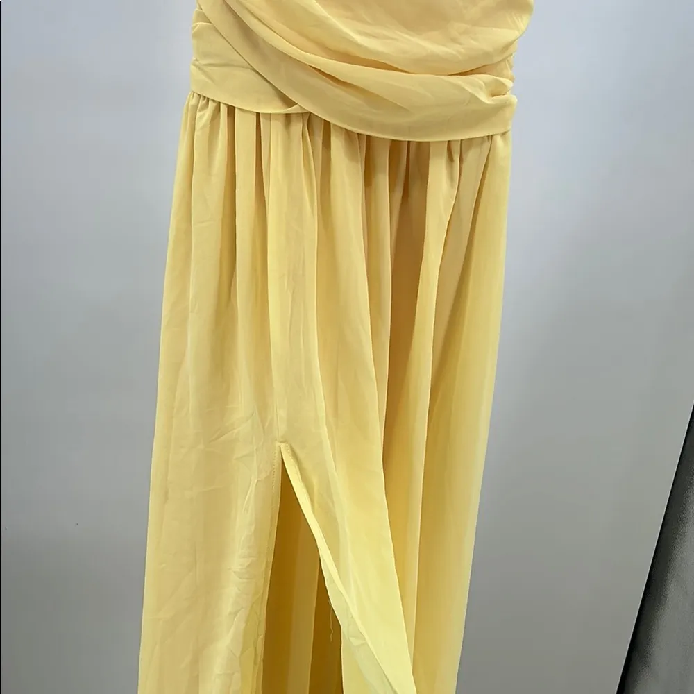 Moonlight Serenade Yellow Strapless slit Maxi Dress S formal bridesmaid party - Image 6