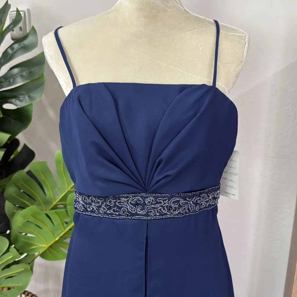 nwt // Alexia Designs formal dress with beaded detail and shawl scarf Blue Size 12 - Image 4