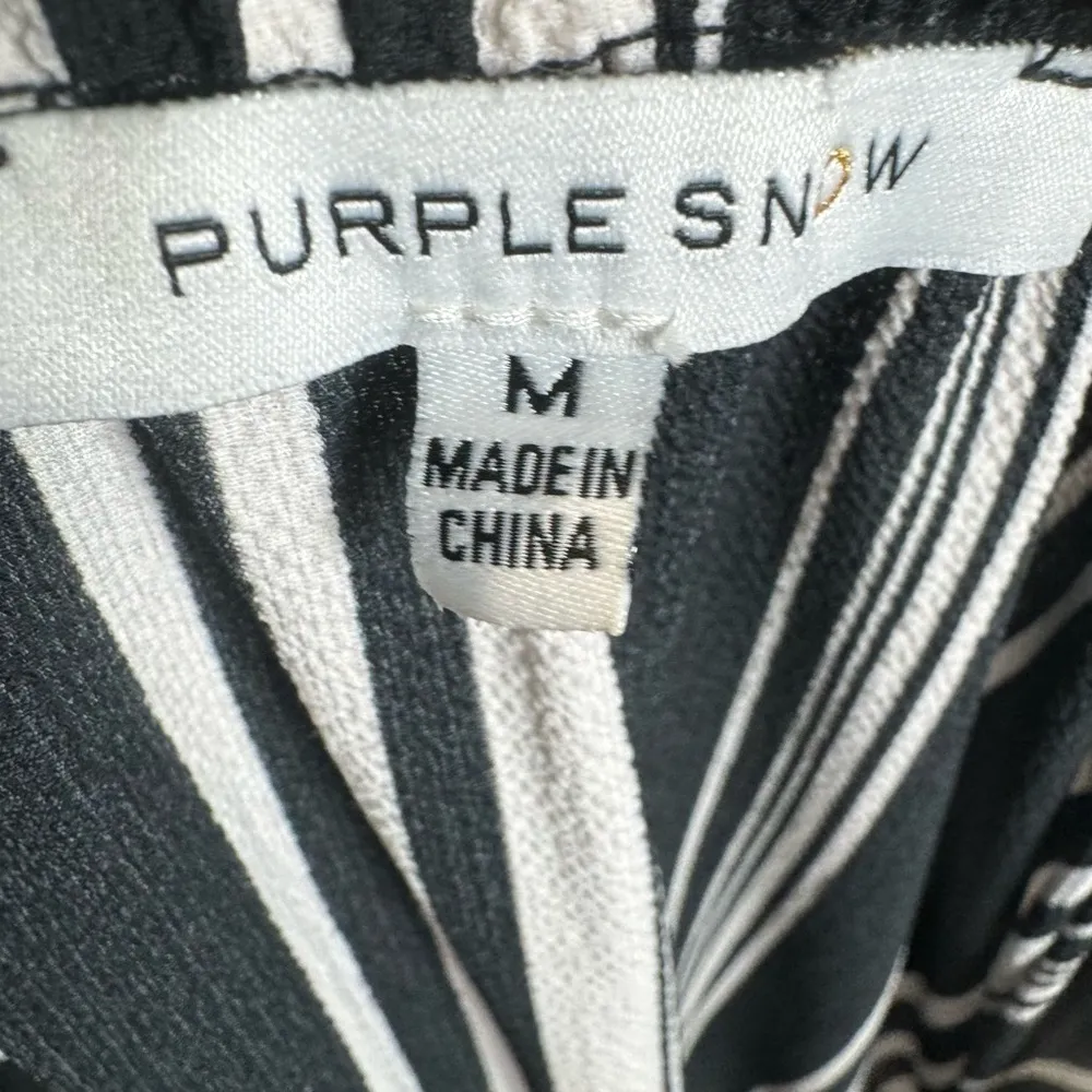 Black & white striped strapless cropped wide leg jumpsuit w/ pockets size medium - Image 6