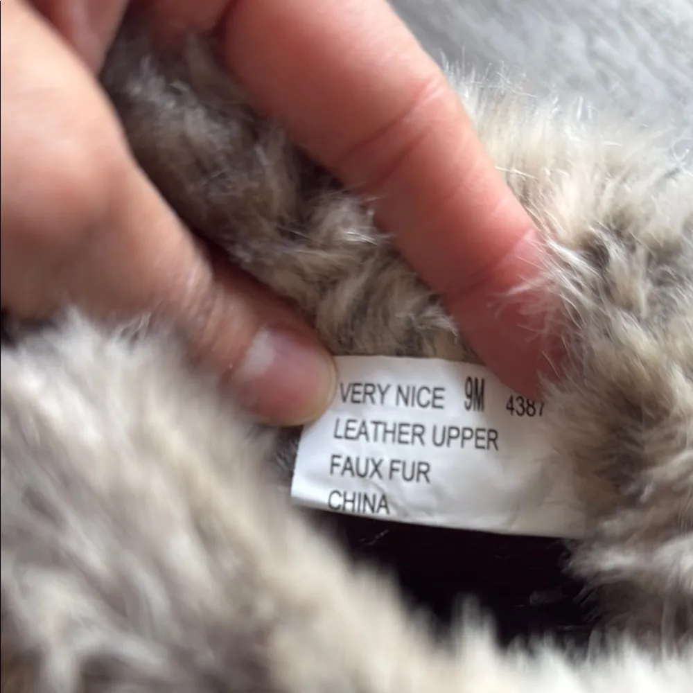 Chinese Laundry Faux Fur Brown Wedge Ankle Boots Leather Booties - Image 9