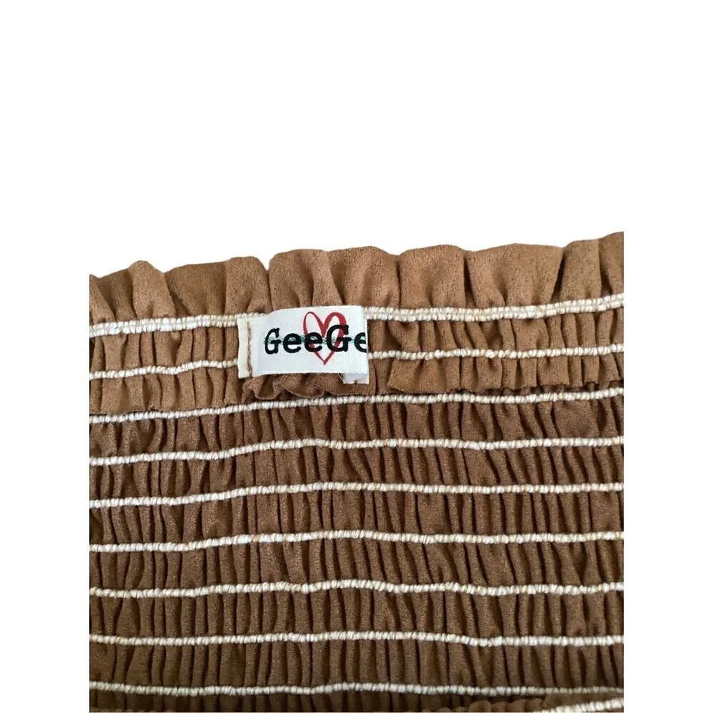 GeeGee Faux Leather Boho Skirt Bohemian Hippie Brown Size M - Image 4