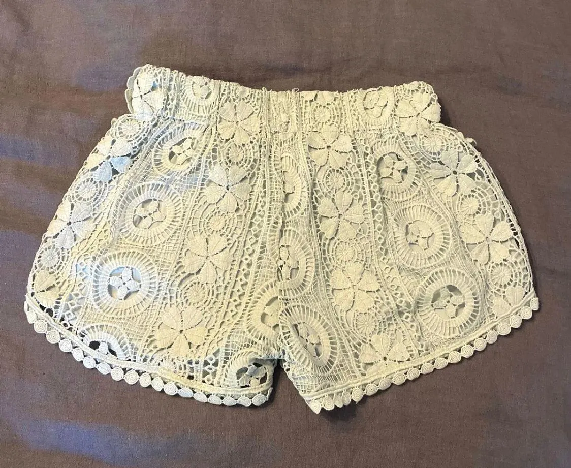 Altar’d State Pastel Green Crochet Shorts - Image 3