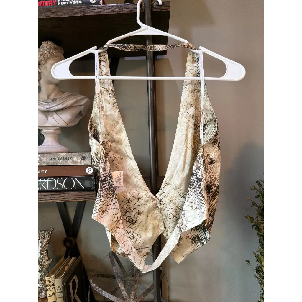 retrofete Romy Open Back Silk Snakeskin Print Vest Vintage Snake Womens Size Sma Black - Image 9