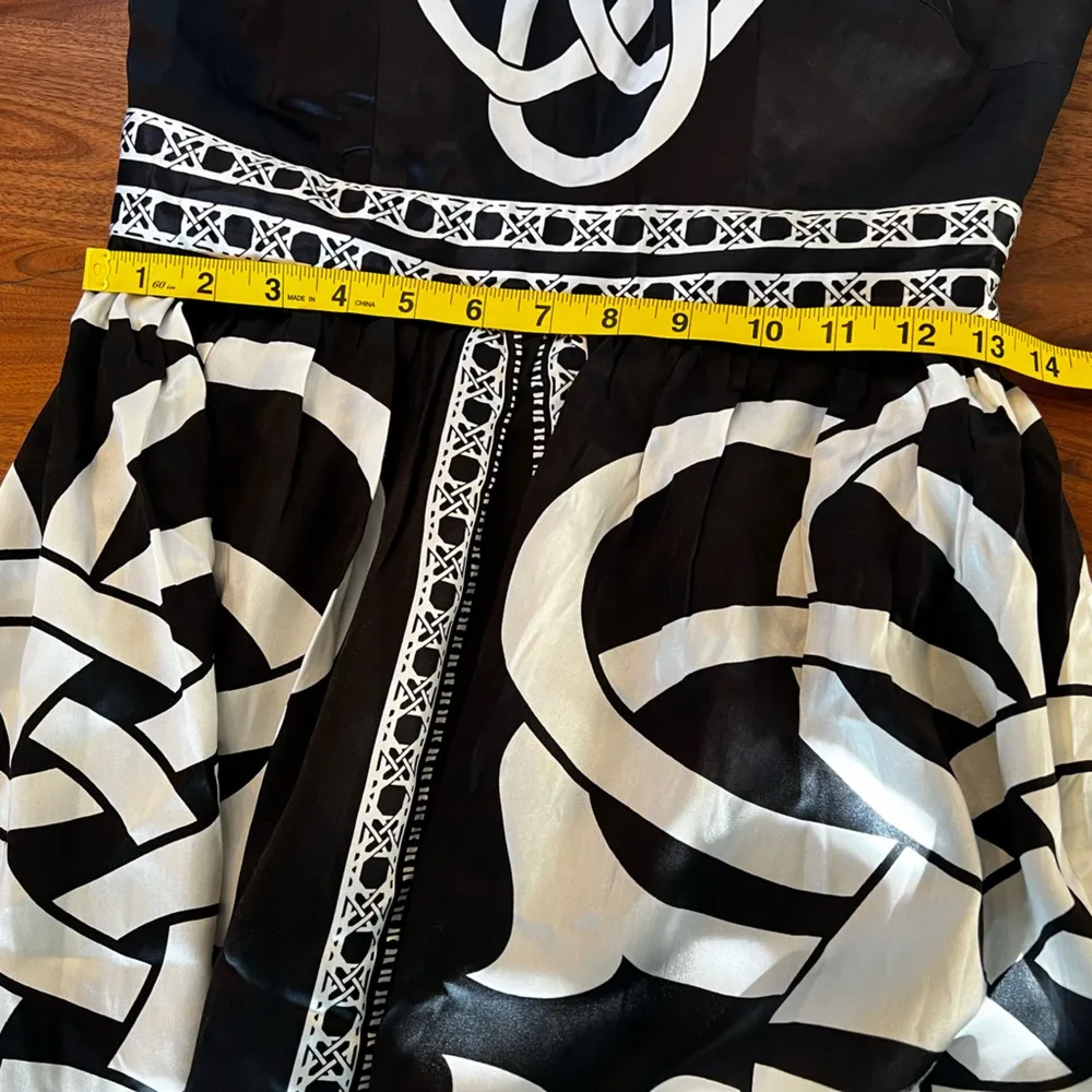 White House Black Market WHBM Size 2 Black White Strapless Cocktail Dress Silk - Image 6