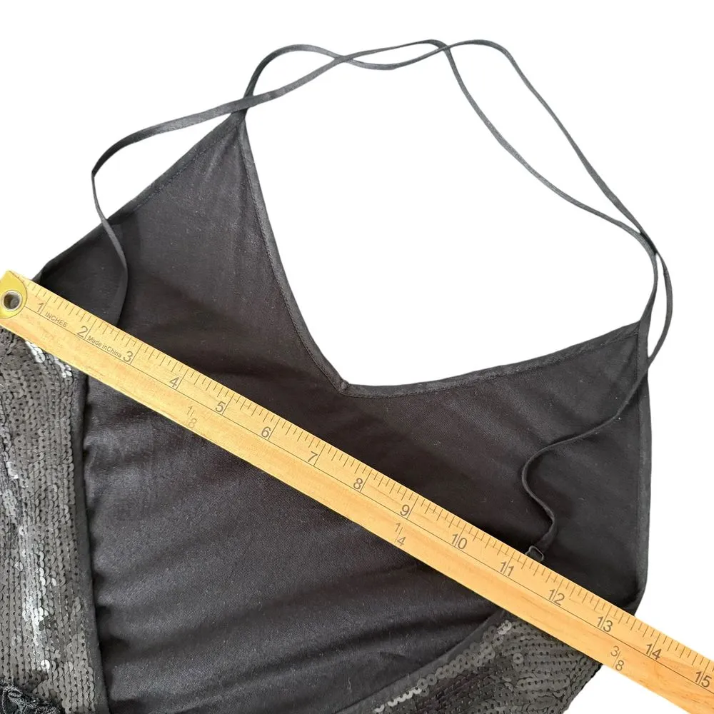 Chan Luu Long Black Sequin Chiffon Dress Size XS Open‎ Back Whimsigoth Formal - Image 12