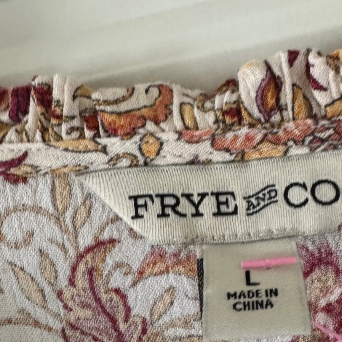 Frye and Co sz L Womens 100%Rayon Long Sleeve Patchwork Floral Dress Boho Hippie Size L - Image 9