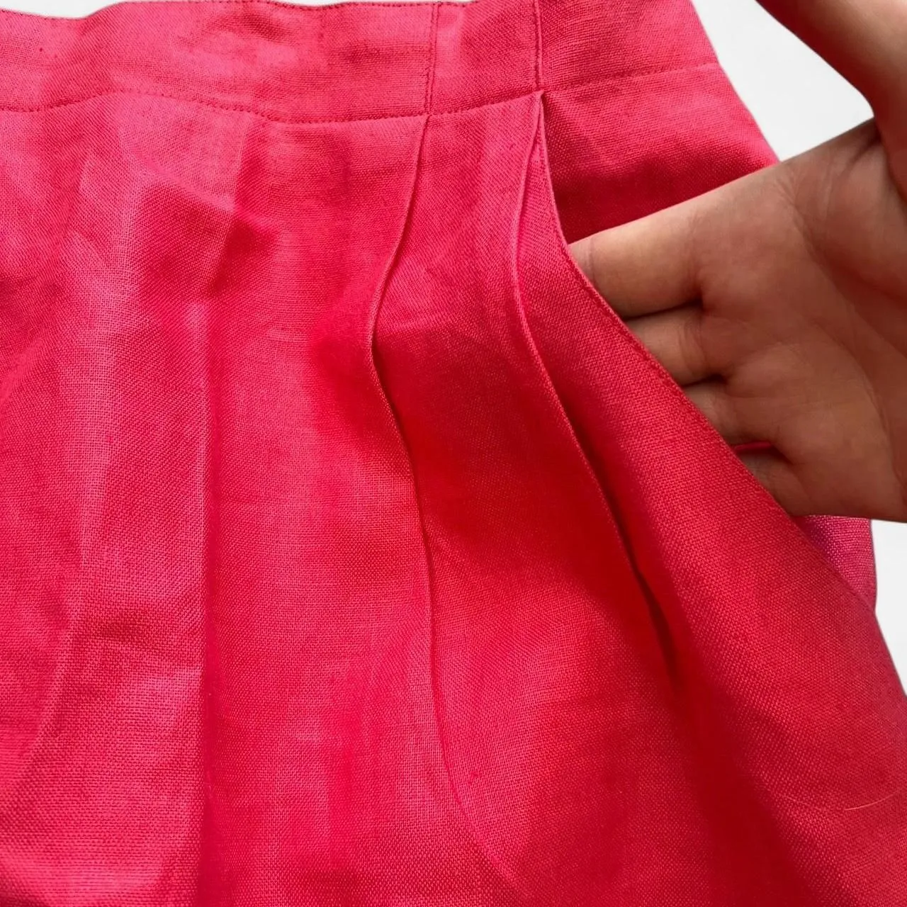 Vintage 90's Valerie Stevens Coral red/pink 100% linen Skirt sz 8 work business - Image 2