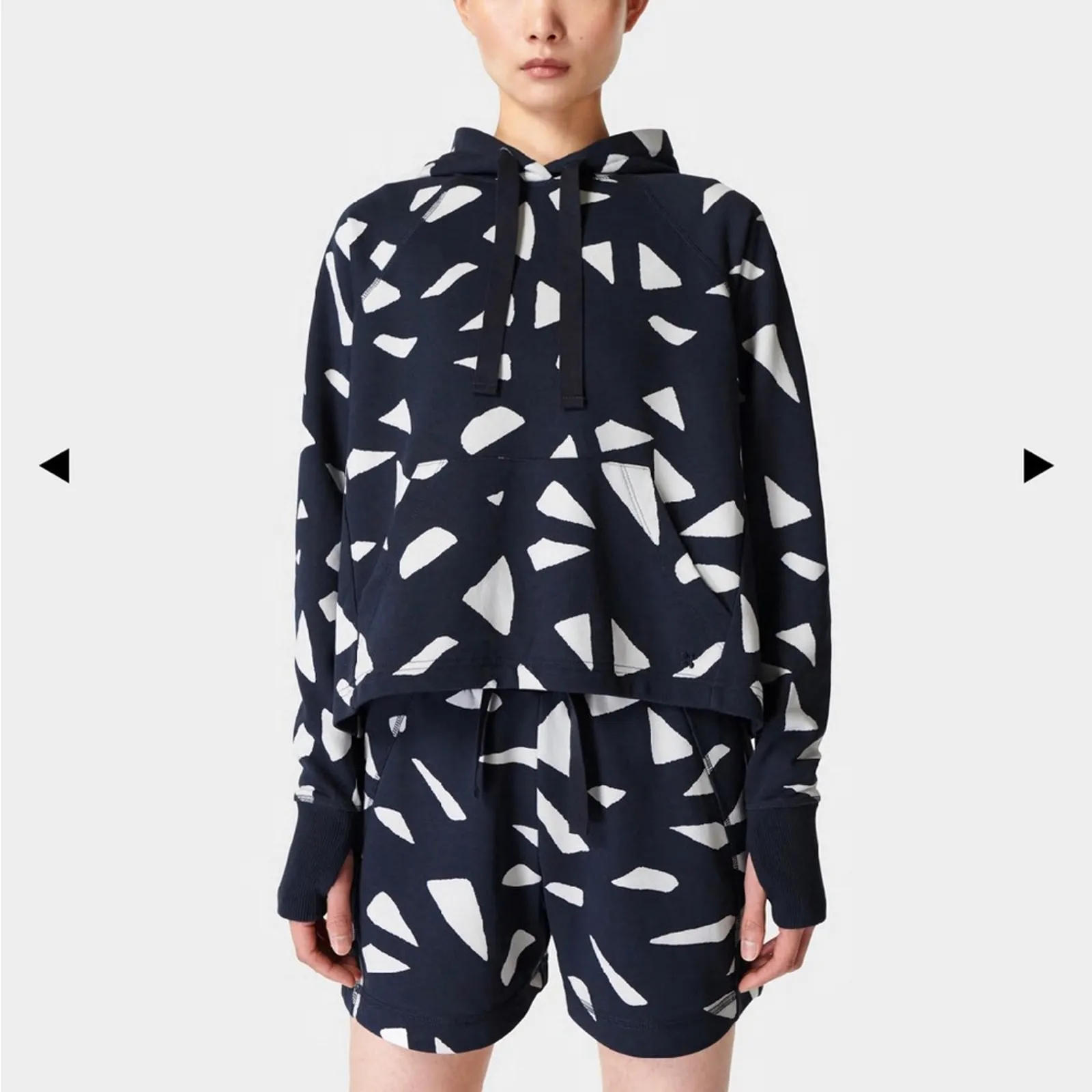 Sweaty Betty Revive Cropped Hoodie oversized boxy blue athleisure size10 - Image 4