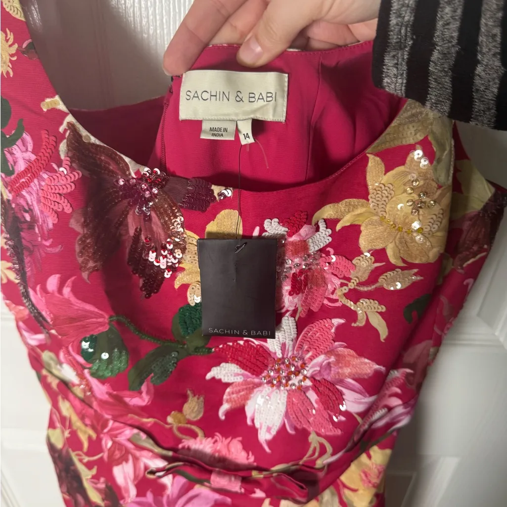 Sachin + Babi Lana Gown in Deep Pink Dahlia 14 - Image 10