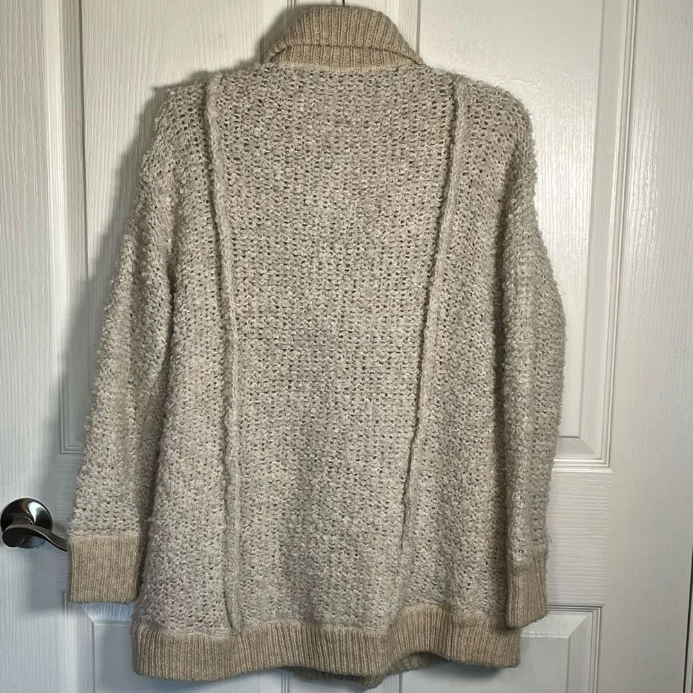 Free People Sz XS Oatmeal Boucle Jacket Fuzzy Cardigan Sweater - Image 7