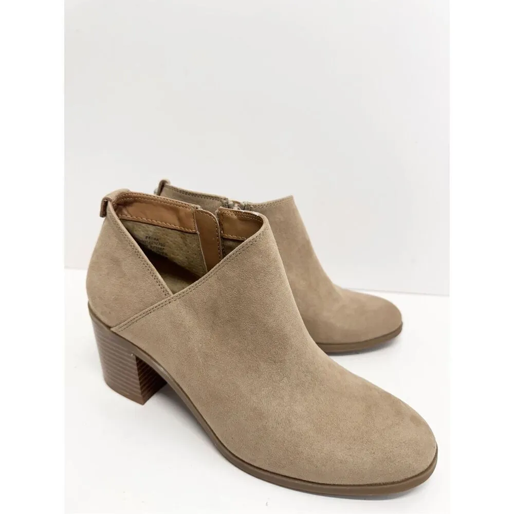 Style & Co Boots Size 6.5 Taupe Ankle Booties Faux Suede‎ Side Zip NEW - Image 2