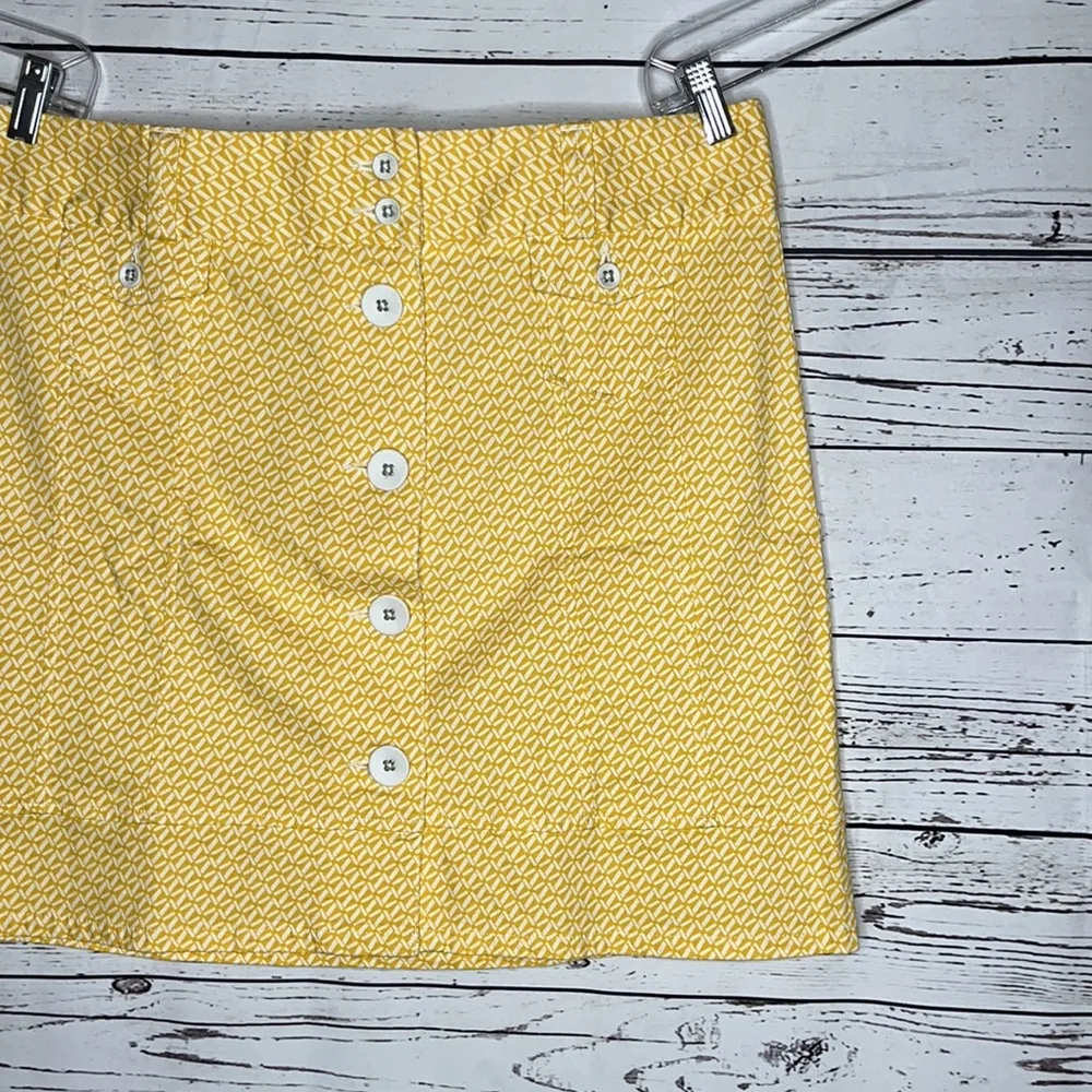 L.L. Bean NWT 16-Reg Sunburst Yellow Geometric Coveside Canvas Button Up Skirt - Image 2