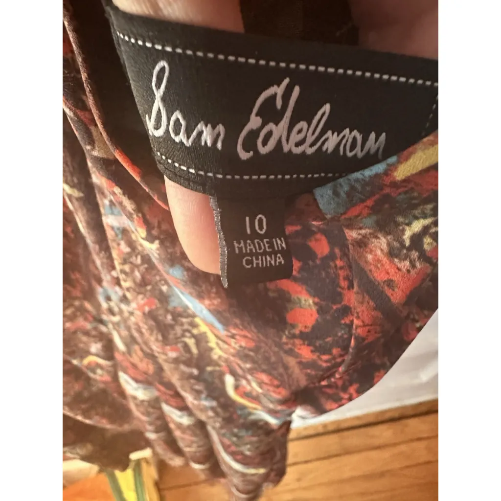 Sam Edelman Tribal Spirit Dress Abstract Prit Sundress Tulip Hem Size 10 - Image 6