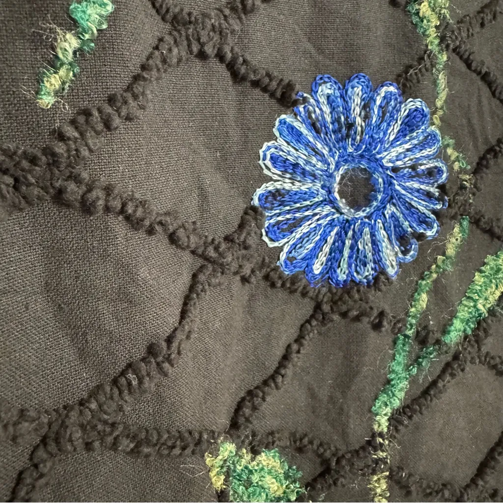 Vintage Roaman's Black Jacket Vibrant Floral Embroidery Yellow Blue Pink Large - Image 13