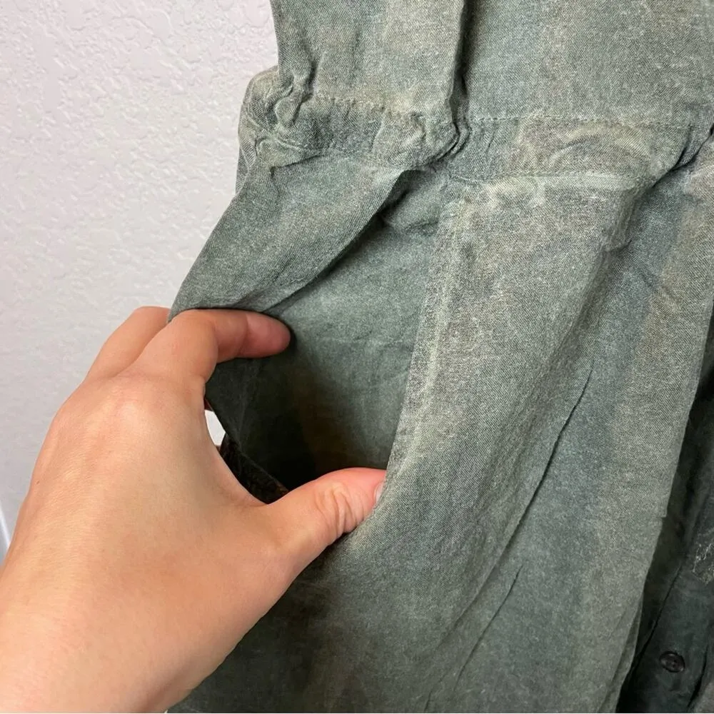 BNWT! JESSICA SIMPSON Green Sleeveless Button-Up Acid Wash Dress Size L - Image 6