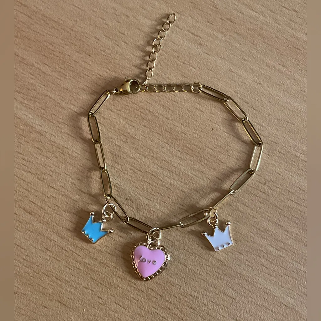 Stainless Steel Gold Birthday Charm Bracelet - Image 6