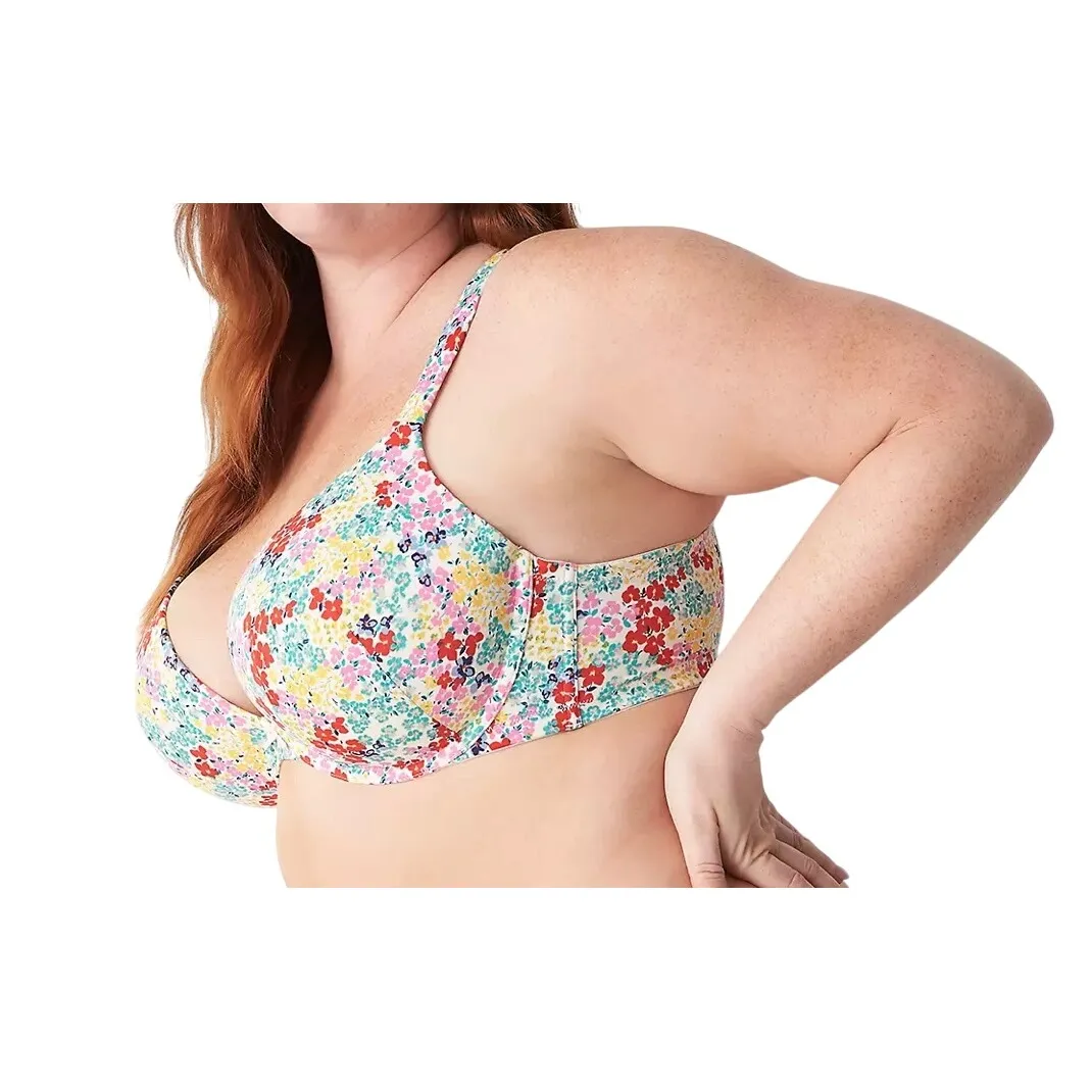 Cacique 46C Smooth Boost Plunge Bra Floral Print Underwire Adjustable Straps - Image 15