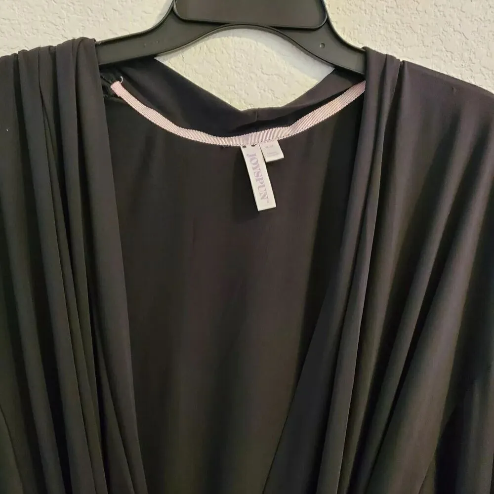 Joyspun Women's Black Soft Knit Robe With Pockets, Size (2X - Image 4