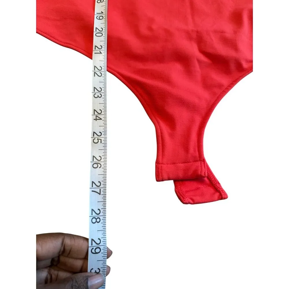 Intimately By Free People Square Coral Red Bodysuit Womens S Short Sleeve - Image 6